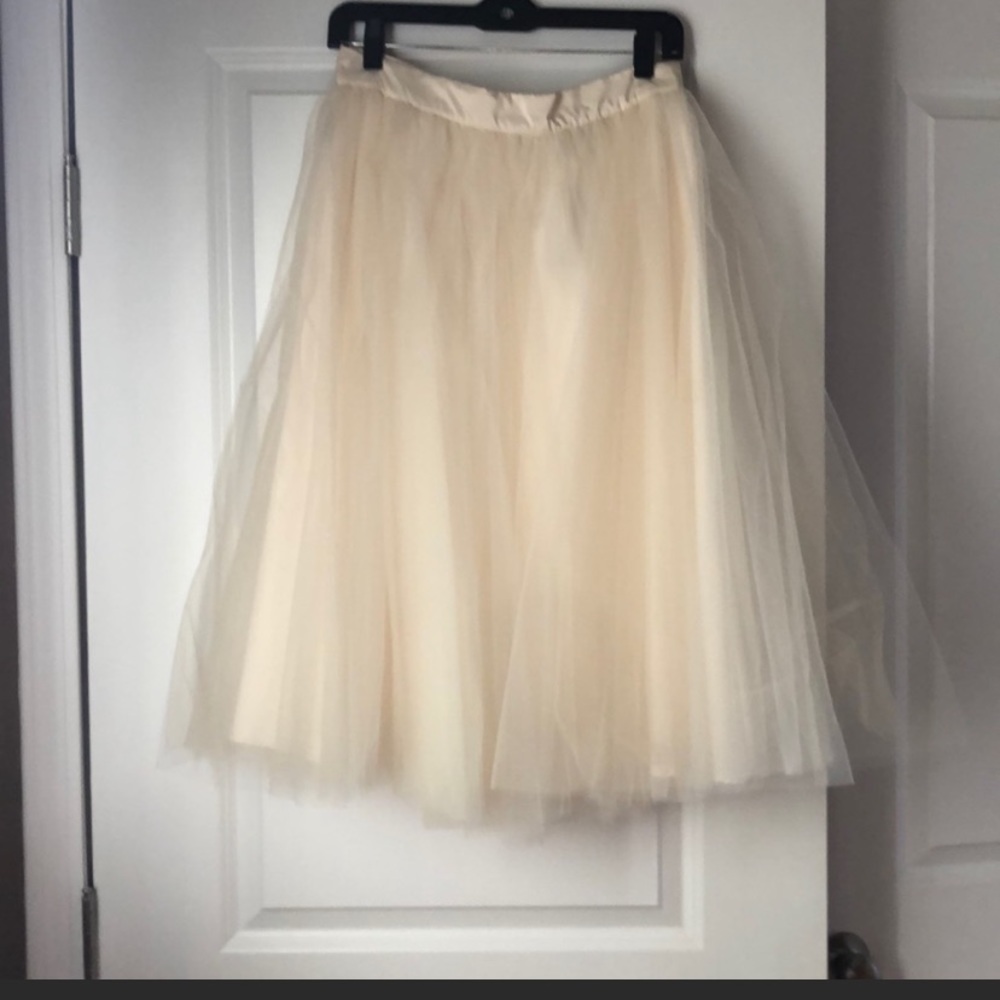 Anthropologie Ivory Tulle Skirt
